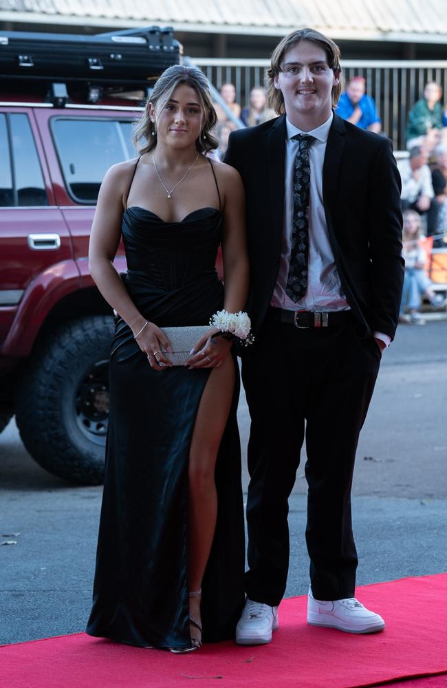 Kaylee Pollard and Fred Back arrive at The Pavillion for Victory College's 2023 Formal. June 23, 2023. Picture: Christine Schindler