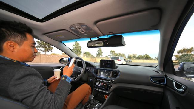 Look, no hands. Hyundai says it will be selling driverless cars in three years. Pic: Supplied.