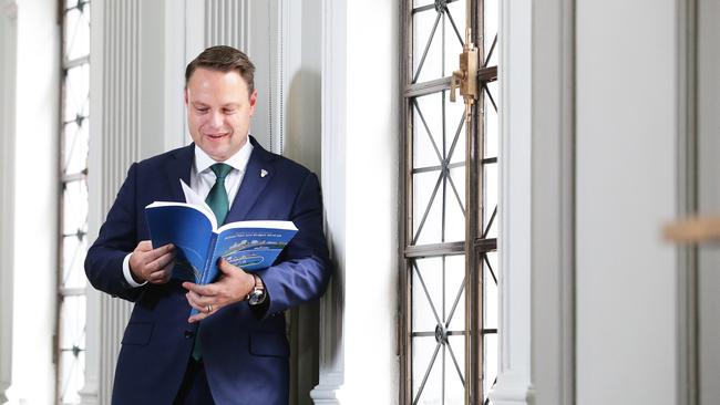 Lord Mayor Adrian Schrinner poses at Brisbane City Hall, Brisbane on Wednesday, June 12, 2019. The Lord Mayor handed down the 2019-2020 Brisbane City Council budget. (AAP Image/Claudia Baxter)