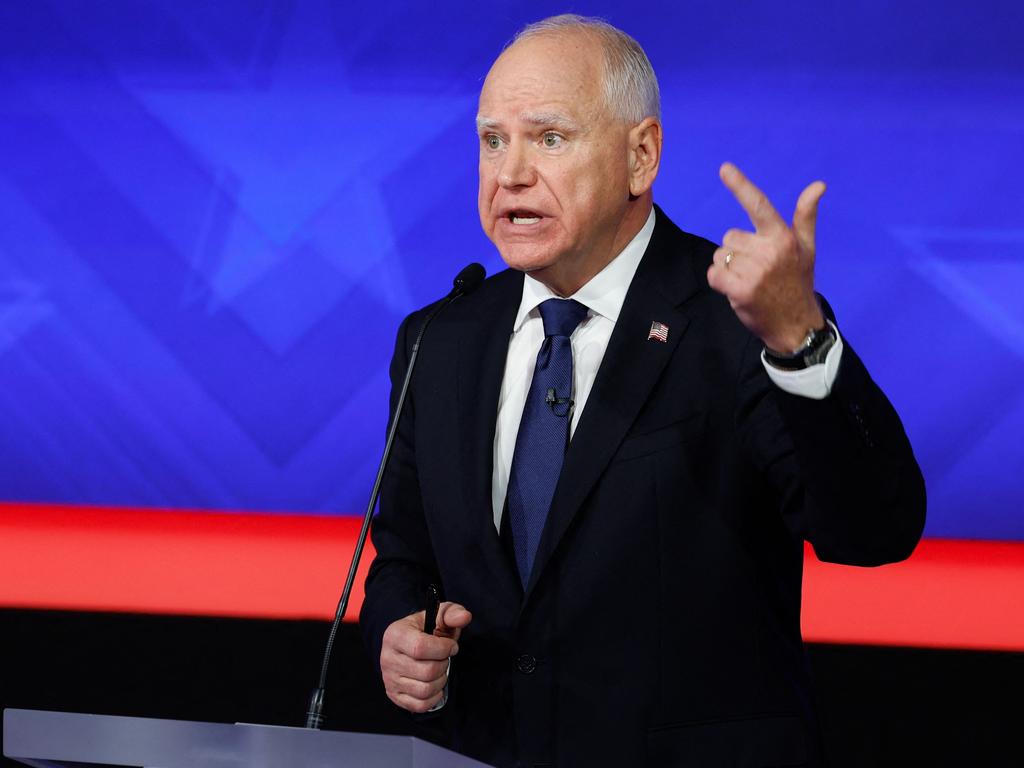 Democratic vice presidential candidate Tim Walz debated Republican candidate JD Vance in a debate on Wednesday night. Picture: Chip Somodevilla / Getty Images