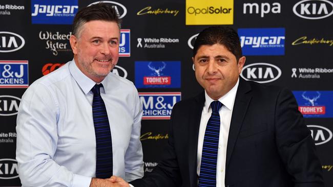 Newly appointed Canterbury-Bankstown Bulldogs coach Dean Pay and club chairman Ray Dib hope to move the club forward.