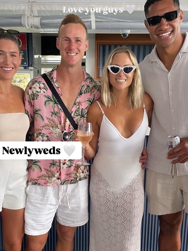 Kobi Ruzzene, Daly Cherry-Evans, Vessa Cherry-Evans and Taniela Paseka. Picture: Instagram