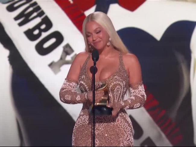 Beyonce ecstatic to win top album Grammy for the first time