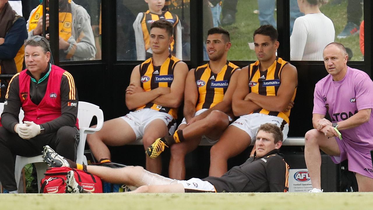 The AFL is still considering whether to add extra players to the interchange bench. Photo: Michael Willson/AFL Photos via Getty Images.