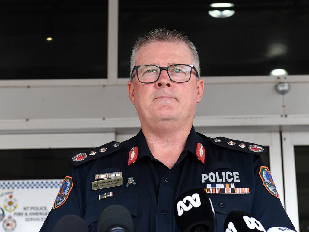 Police Commissioner Jamie Chalker addresses media after Zach Rolfe was found not guilty. Picture: (A)manda Parkinson