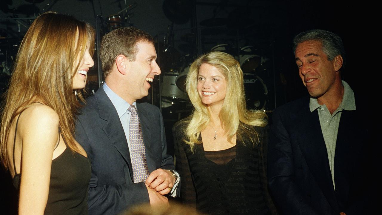 Melania Trump, Prince Andrew, Gwendolyn Beck and Jeffrey Epstein at a party at the Mar-a-Lago club in 2000. (Photo by Davidoff Studios/Getty Images)
