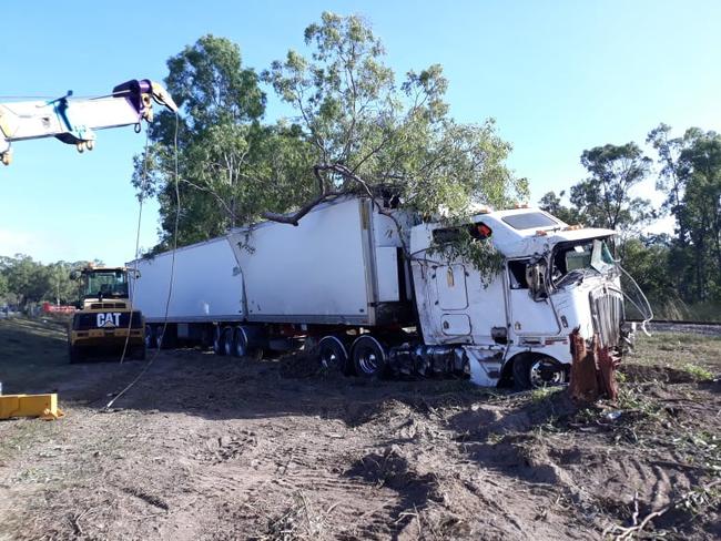 The truck involved in the first collision north of Townsville