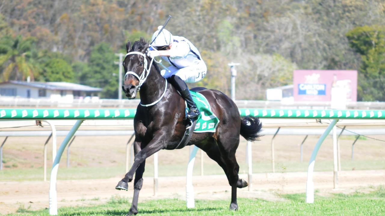 Jockey Jake Bayliss guiding Montez to victory. Picture: Claire Power