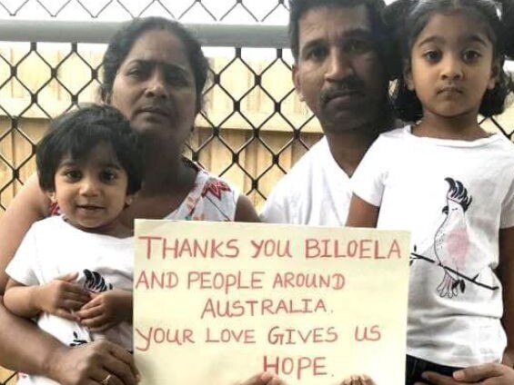 Tamil asylum seekers Nadesalingnam, wife Priya, and their Australian-born daughters Tharunicaa and Kopika. Picture: Twitter