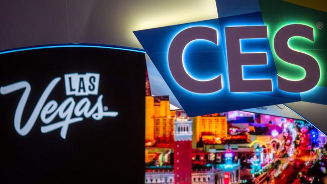 The CES logo is displayed inside the Las Vegas Convention Centre at CES in 2019. Picture: AFP