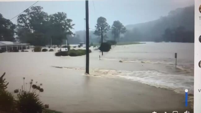 Flood waters rage through Kandanga in the Mary Valley