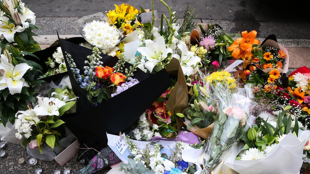 Flowers and tributes for Mr Filihiahekava have been placed outside the Guzman Y Gomez in Marrickville. Picture: NewsWire / Gaye Gerard