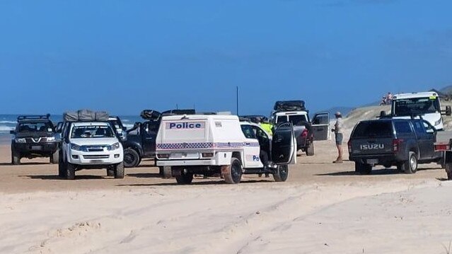 Police showed up at Teewah on Saturday morning and evicted all the troublemakers. Picture: Steve Kelly