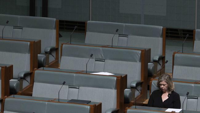 Bridget Archer sat alone in the chamber, as she spoke in favour of censuring Scott Morrison. Picture: NCA NewsWire / Gary Ramage