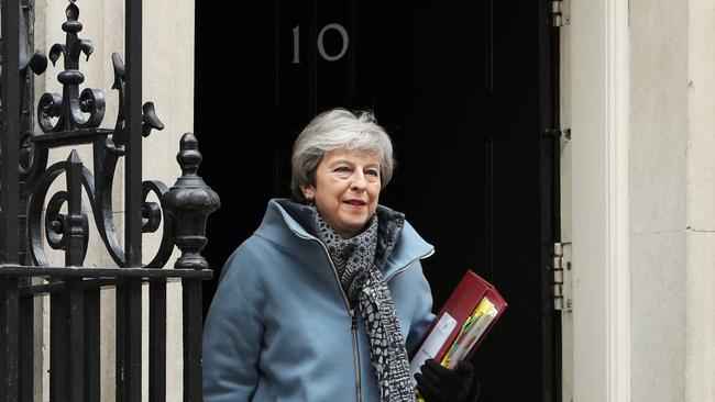 LONDON, ENGLAND - MARCH 27: British Prime Minister, Theresa May departs number 10 Downing Street for The Houses of Parliament on March 27, 2019 in London, England. Today MPs will vote on alternative plans for Brexit.(Photo by Dan Kitwood/Getty Images) ***BestPix***