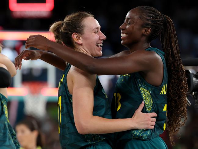 Ezi Magbegor (right) is a rising star in the Opals squad. Picture: Getty Images