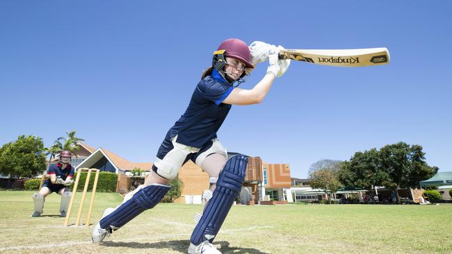 Clayfield College cricket’s Abby Harris is in the u15 Qld school team. Picture: Renae Droop