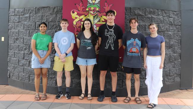 Some of Haileybury Rendall School’s top ATAR performers of 2023. L-R: Sahasra Linga, Lachlan McCoy, Charlotte Comitalo, Bijan Heydarpour, Damon Krake, Maggie O’Loughlin.