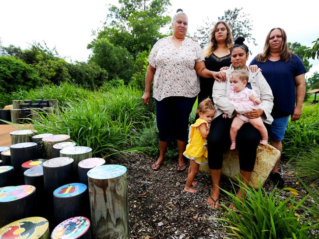 Evelyn Greenup’s family gathers a her memorial park in Bowraville.