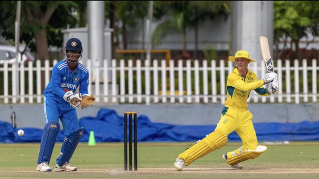 St Patrick's and Gators junior Steve Hogan on his way to a century for the Australian under-19s earlier this year.