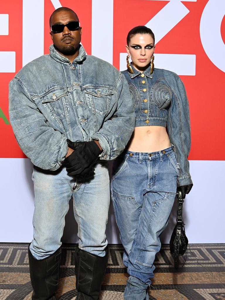 Double deniming with ex Kanye at Paris Fashion Week. Picture: Getty Images