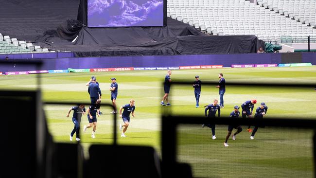 England trains on the MCG ahead of the final. Picture: Mark Stewart