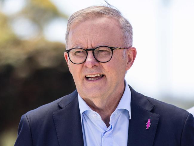 FRANKSTON, AUSTRALIA - NCA NewsWire Photos - 3 FEBRUARY 2024:  Australian Prime Minister Anthony Albanese speaks to the media during a visit to the Bowling Club in Frankston. Picture: NCA NewsWire / Diego Fedele