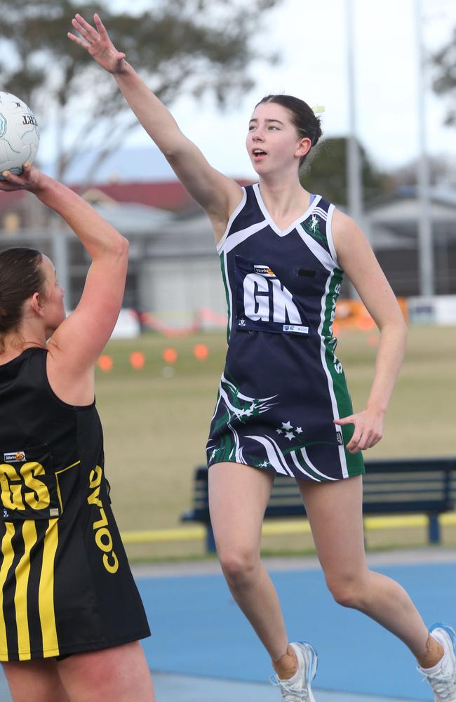 St Mary’s goal keeper Mia Aitken in action against Colac this season. Picture: Mark Wilson