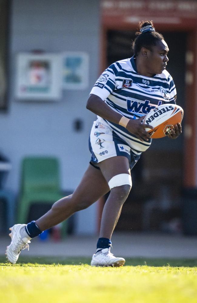 Cassiela Wapau scored three tries for the Darwin Brothers women against Litchfield in Round 10 of the 2024 NRL NT season. Picture: NRL NT