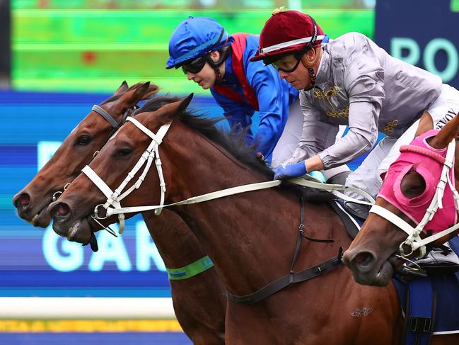 SYDNEY, AUSTRALIA - FEBRUARY 24: Kerrin Mcevoy riding Welwal wins Race 6 Yarraman Park during "Silver Slipper Stakes Day" - Sydney Racing at Rosehill Gardens on February 24, 2024 in Sydney, Australia. (Photo by Jeremy Ng/Getty Images)