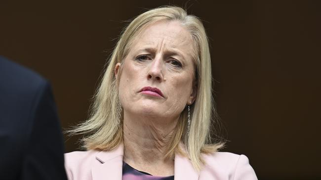 Finance Minister Katy Gallagher has lashed Peter Dutton’s plans to cut jobs in the public service. Picture: NewsWire / Martin Ollman