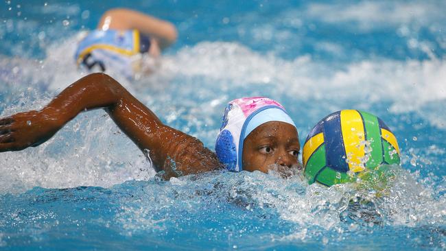 Victoria Belando Nicholson during the Australian water polo youth championships at the Sleeman sports complex in Brisbane. Picture: Tertius Pickard