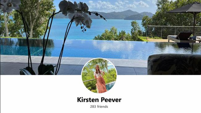 A Facebook screenshot linked to Kirsten Peever (pictured). Picture: Facebook