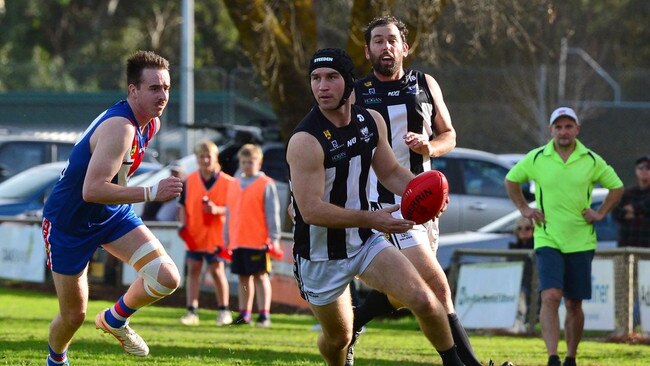 Hahndorf's Troy Parker-Boers against Onkaparinga Valley in round eight. Picture: Mark Liebich