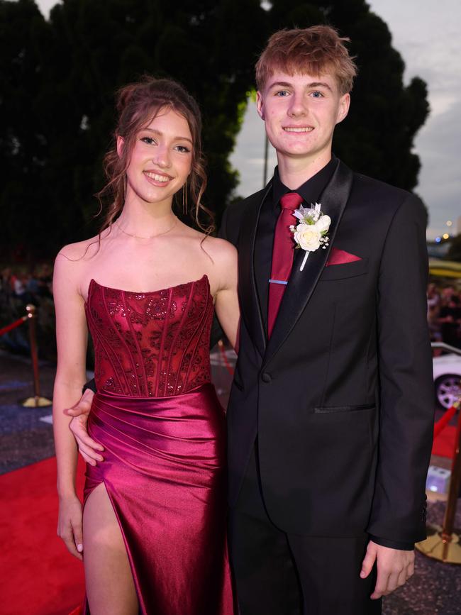 Piper Davis and Hayden Gill at the Emmanuel College class of 2025 formal at HOTA for Gold Coast at Large. Picture, Portia Large.