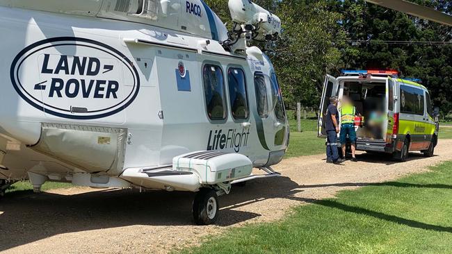 A man in his 20s was flown to Sunshine Coast University Hospital after the serious motorcycle crash. Picture: LifeFlight