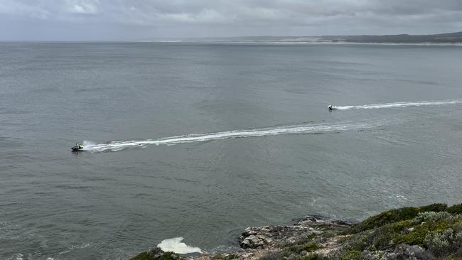 Water police on jet skis continue to search for missing teen Lauchlon Humphries. Picture: Regan Hodge