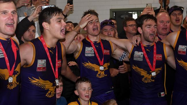 Vermont celebrates its 2019 premiership. Picture: AAP Image/James Ross