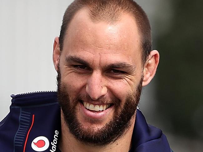 AUCKLAND, NEW ZEALAND - AUGUST 27:  Simon Mannering arrives to speak to media ahead of his 300th match for the Warriors during a New Zealand Warriors NRL media opportunity at Mt Smart Stadium on August 27, 2018 in Auckland, New Zealand.  (Photo by Fiona Goodall/Getty Images)