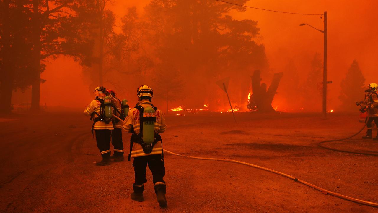 Terrifying scenes in Balmoral yesterday after a massive bushfire swept through the town for the second time in as many days. Picture: Sam Ruttyn