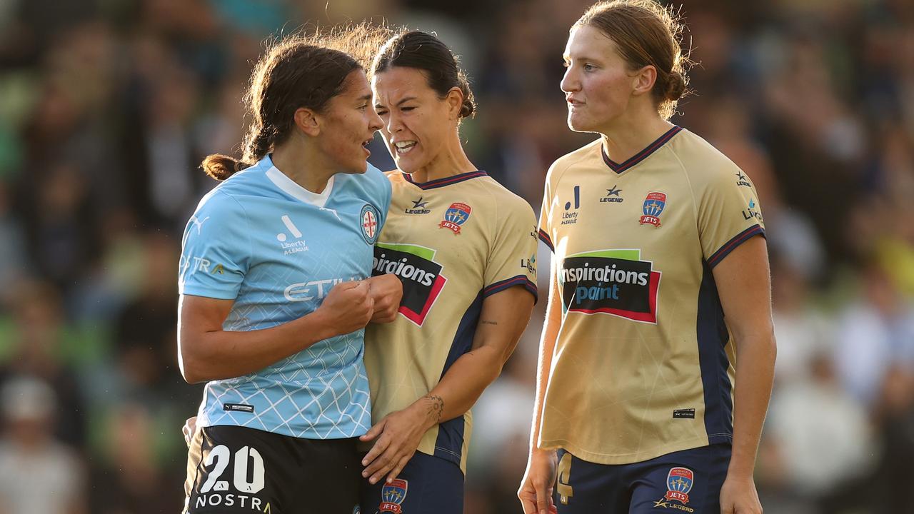 Caitlin Karic (left) in action for Melbourne City.