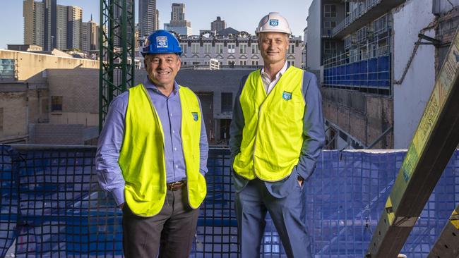 Property developer Don O'Rorke and builder Scott Hutchinson. Picture: Glenn Hunt / The Australian