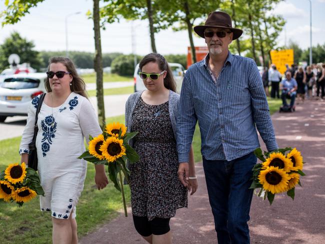 Relatives arrive at a memorial for MH17 victims in Amsterdam. Picture: Supplied