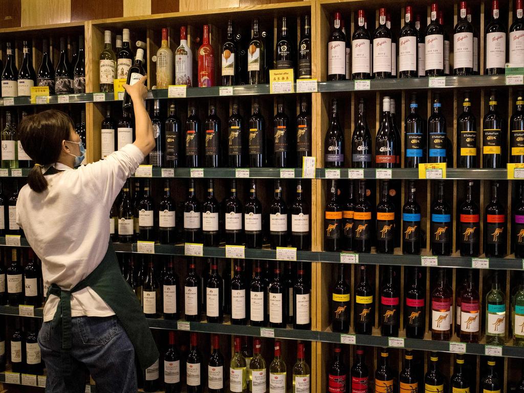 Australian-made wine for sale at a store in Beijing. Picture: Noel Celis