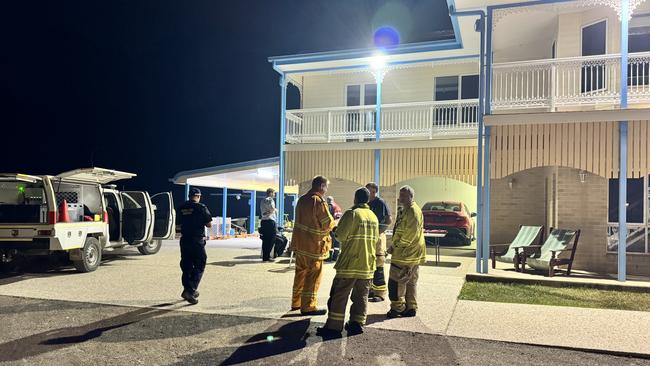 Rural Fire Brigade teams set up at a Beeston Rd, Image Flat property late Tuesday night. Photo: Mark Furler