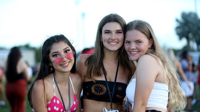 The Grass Is Greener music festival at the Cairns Showgrounds. Solana Morris, Jorgie Rainbird and Annabell Butler. PICTURE: STEWART MCLEAN