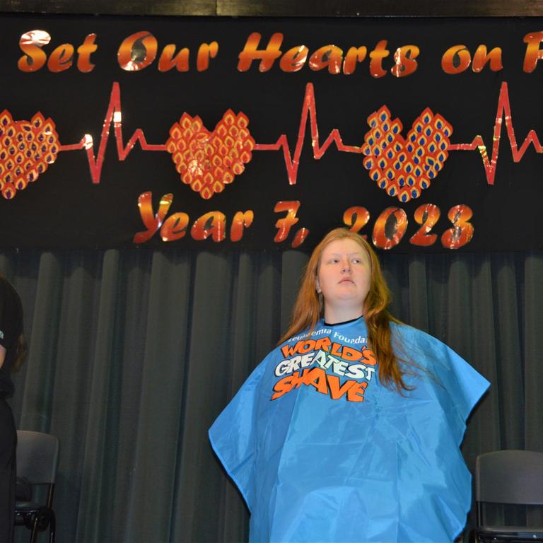 At the St Joseph's College 2023 World's Greatest Shave event is student Chelsee Kidd. Picture: Rhylea Millar