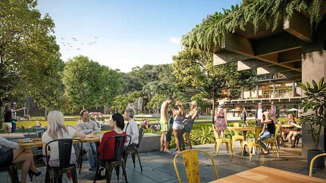 IMPRESSIONS: The view from the alfresco dining area across the 6000 sq m public park. Picture: Sekisui House