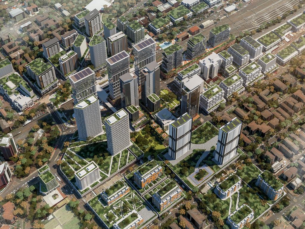 What Hornsby could look like under a state-led rezoning plan increasing density around transport hubs. Picture: supplied.