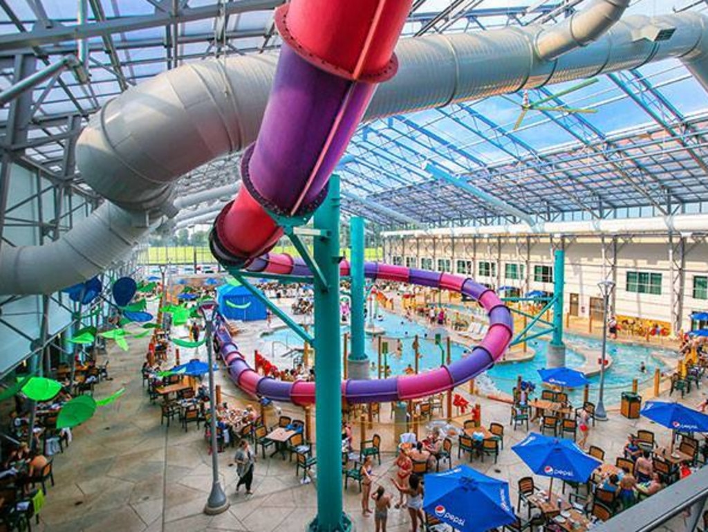 The brave 10-year-old had been desperate to go on the pink and purple slide. Picture: Zehnder’s Splash Village